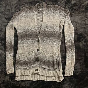 Abercrombie & Fitch Gray and Cream Gradient Cardigan